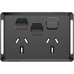 Iconic Skin Socket SwHorizTwin 1ExSw 10A250V BK