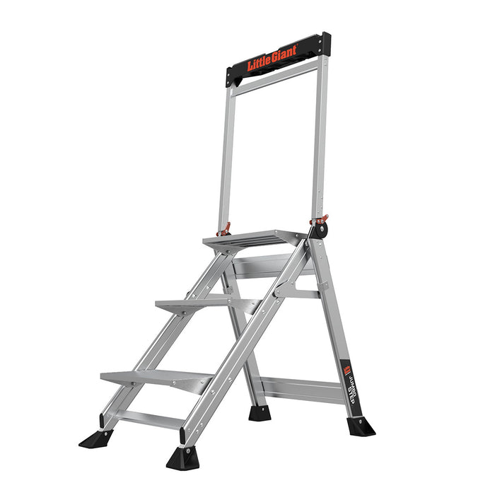 Staffy Little Giant JUMBO STEP, 3 STEP, STAIRCASE TYPE LADDER WITH HANDRAIL, INDUSTRAIL 150KG