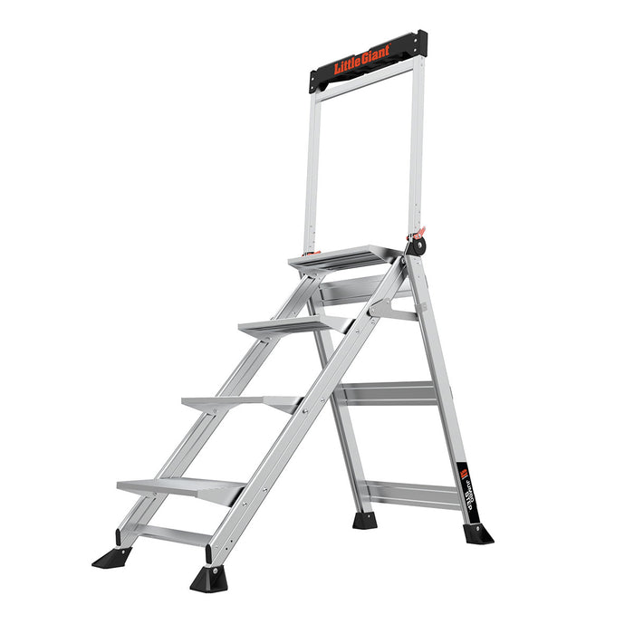 Staffy Little Giant JUMBO STEP, 4 STEP, STAIRCASE TYPE LADDER WITH HANDRAIL, INDUSTRAIL 150KG