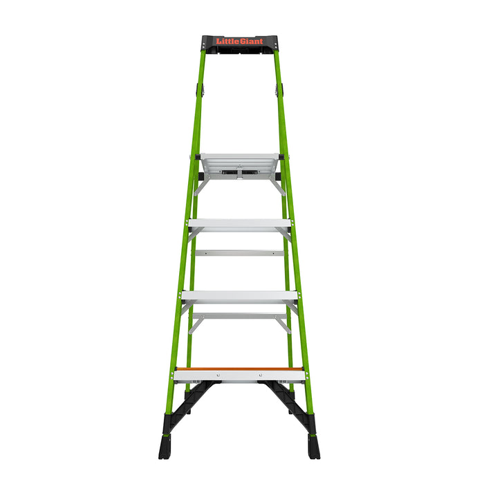 Staffy Little Giant MIGHTYLITE, 4 STEP, FIBREGLASS PLATFORM LADDER, GROUND CUE, XTREME LIGHT, INDUSTRIAL 150KG