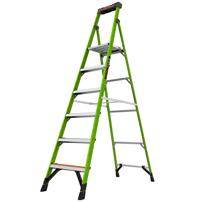 Staffy Little Giant MIGHTYLITE, 6 STEP, FIBREGLASS PLATFORM LADDER, GROUND CUE, XTREME LIGHT, INDUSTRIAL 150KG