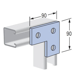 Unistrut 2077590 Flat Plate 3 Hole Right Angle HDG