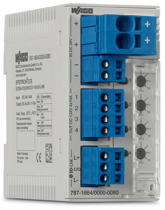 Engcomp  EPSITRON Electronic Circuit Breaker 4 x 1-10A IO 4-channel, w/ IO-Link Communication, 1/2/3/4/6/8/10A