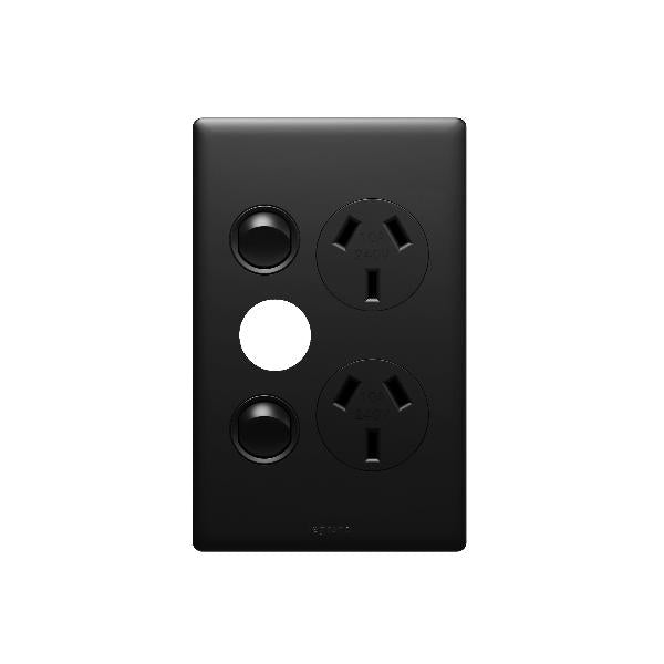 Excel Life Legrand EXCEL LIFE VERTICAL DGPO 10A WITH EXTRA HOLE  MATT BLACK