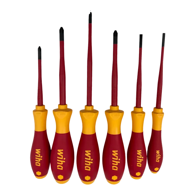 Wiha SCREWDRIVER SET 1000V SLOT/PHIL/POZI/SQ SLIM FIX 6PC