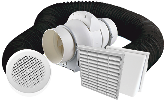 Manrose Fan In-Line Kit 150mm Low Profile 166l/s