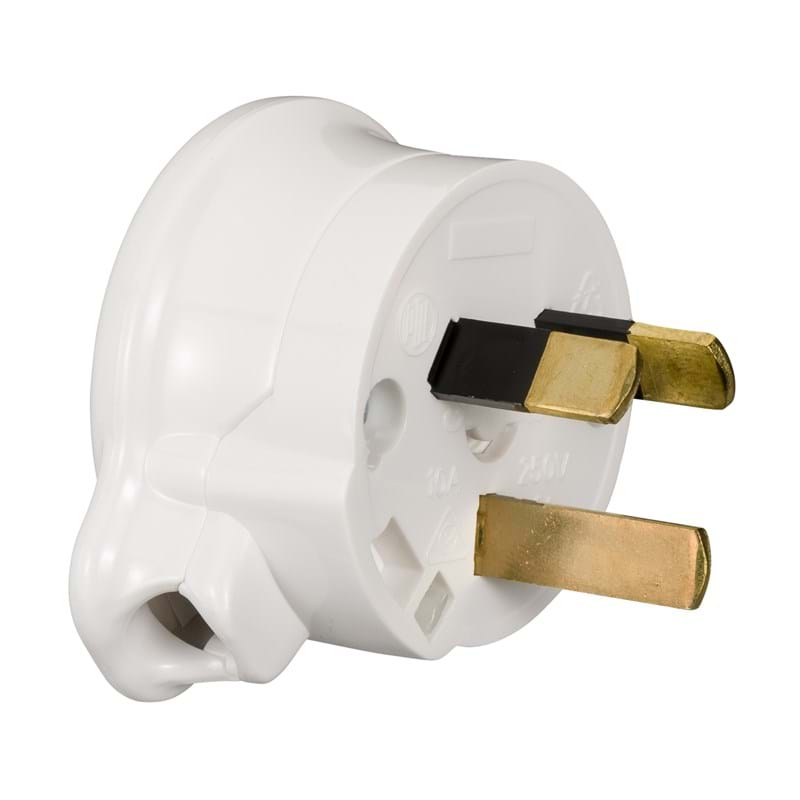 Pdl Plug 3pin 10A side entry White — Scott Electrical