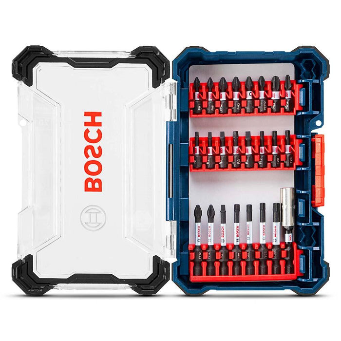 Impact Tough Modular Set 24 PC Impact Tough Screwdriver Bits Insert Bits:  (2) Phillips #1 (3) Phillips #2 (1) Phillips #2 (reduced) (1) Phillips #3 (1) Combo Bit (P2R2) (2) Square #1 (2) Square #2 (1) Square #3 (1) Torx #15 (2) Torx #20 2 I