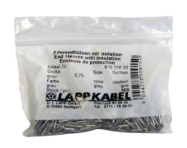 Lapp Ferrules Single 0.75mm2  x 8mm GY (500 Pack)