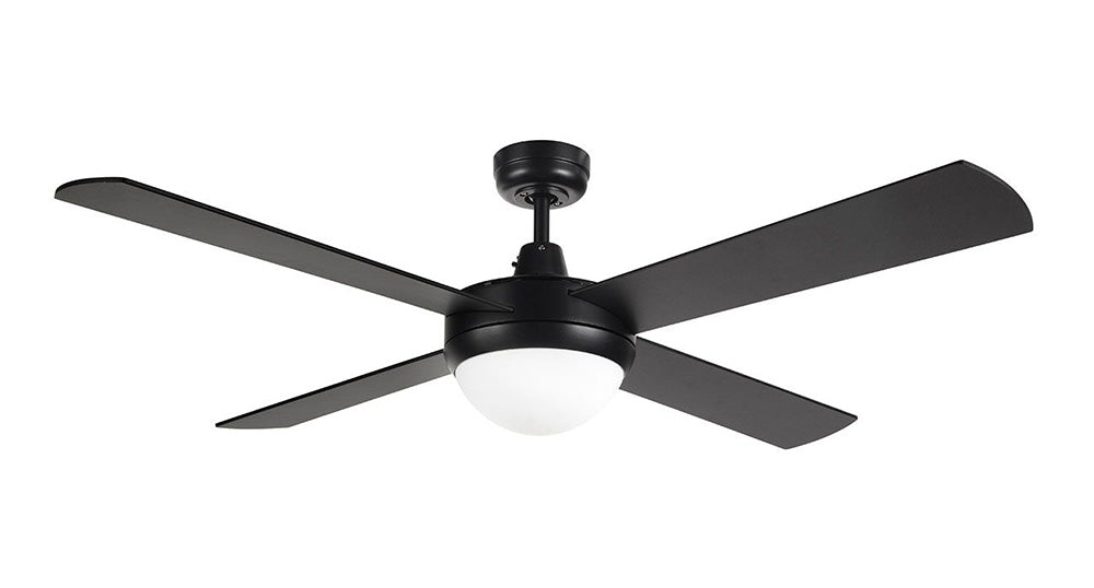 BRILLIANT TEMPEST-II 52' CEILING FAN W/2xB22 LIGHT-BLACK WITH BLACK BL