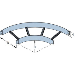 Unistrut 2093872 NEMA 16 Aluminium Cable Ladder 90deg Horizontal Bend AL16-HB90-750