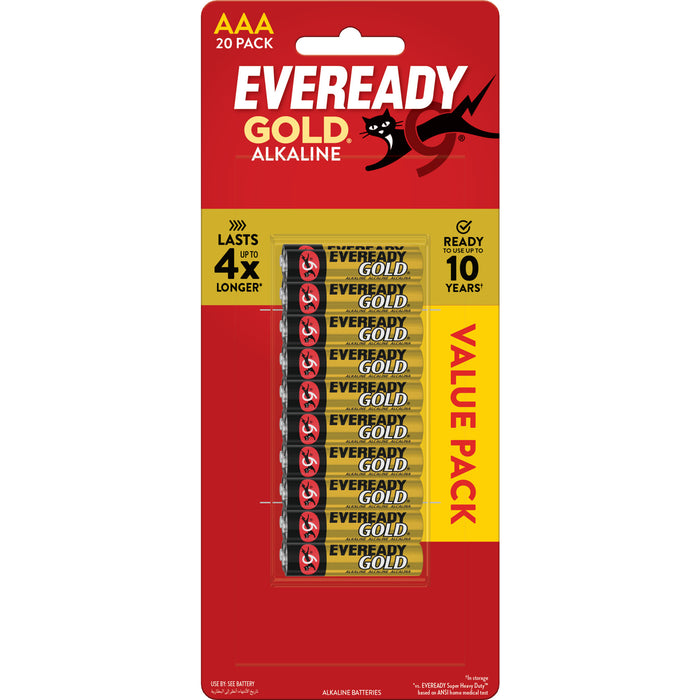 Eveready E300573700 Battery 1.5V AAA Size Alkaline Gold 20 Pack