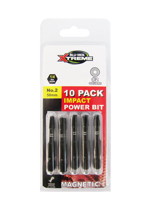 Blu-Mol Xtreme Impact Bit Square No.2 X 50mm 10-Pack