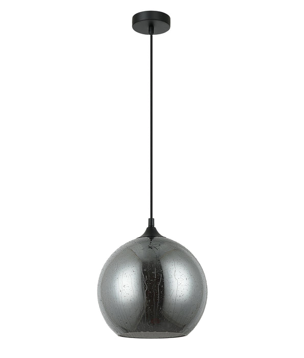 CLA PENDANT ES 72W Smoke BLK WINE GLASS with raindrop effect H21