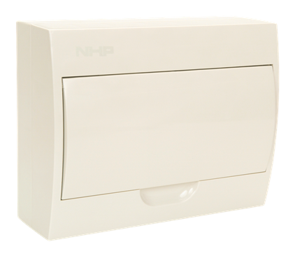 NHP MOD6 LOADCENTRE 8 WAY DIN SURFACE WHITE DOOR