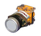 22mm PUSHBUTTON WHITE, METALIC BEZEL, 1NO/1NC MOMENTARY
