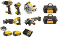 DeWalt Kit Includes DCD805 (1) DCF850 (1) DCG406 (1) DCS570(1) DCS382 (1) DCB184 (2) Multi-Voltage Charger (1) Soft Storage (2)