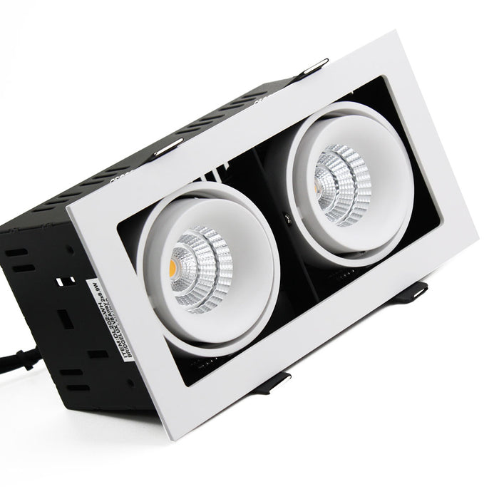 PROLUX LIGHT DOWNLIGHT 2X9W TILT RECESSED SILVER 3K 200X110X105