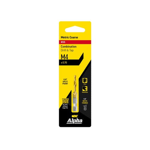 Alpha M4 x 0.7 HSS Combination Drill & Tap - Titanium Coated