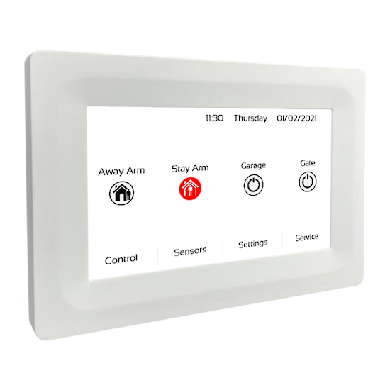 Arrowhead EliteControl 5" Touch keypad with White surround & built-in prox & 2x PROX EM4100 (dimensions W143 x H103 x D15mm)