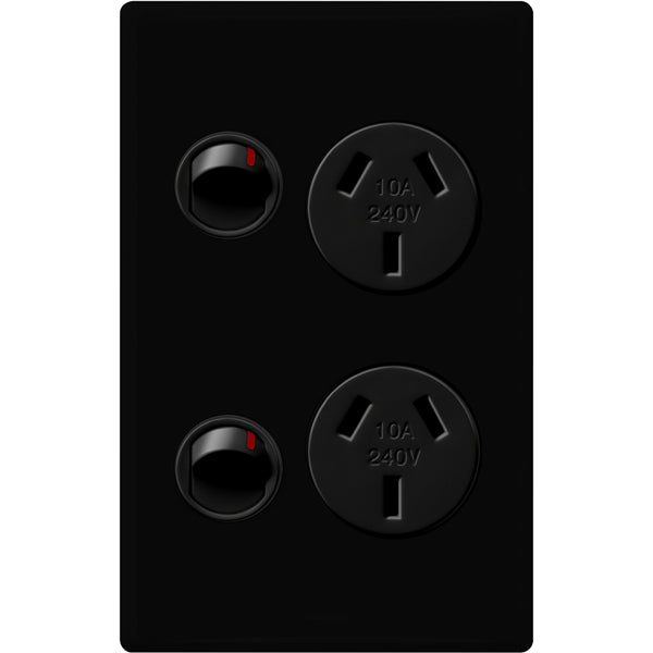 Legrand HPM ED 10A DOUBLE VERTIC PPT BLACK