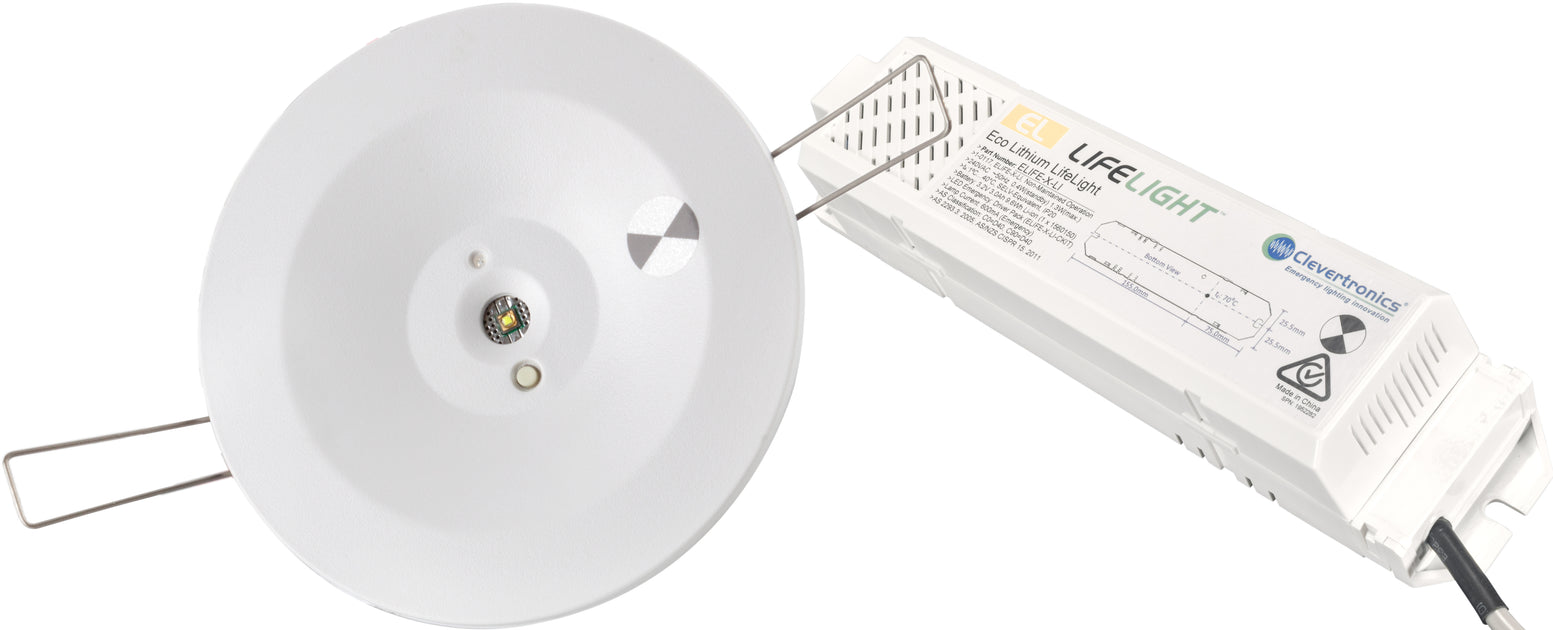 Clevertronics Economy Lithium Lifelight, LED Recessed, 95mm Round, Whi ...