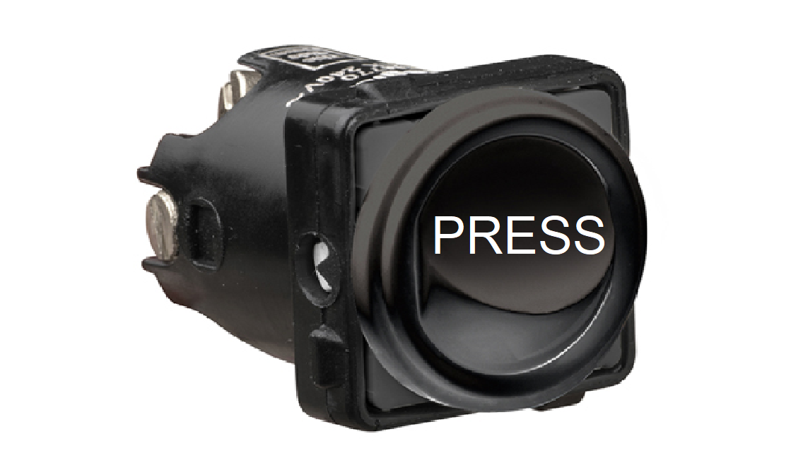 Legrand HPM SWITCH MECHANISM 16A SPRING RETURN PRESS ENGRAVED BLACK ...