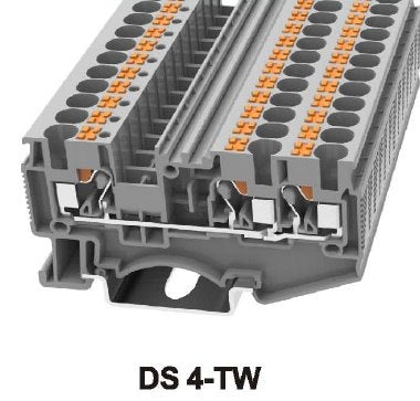 0.2-6mm Feed Through Terminal Block Grey, Twin version