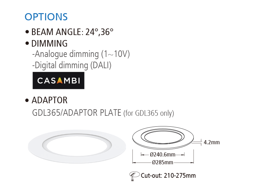 Glight Adaptor Plate for GDL365, 285mm Overall Diameter