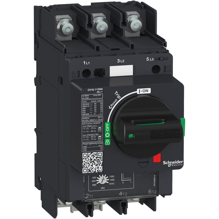 Schneider Motor circuit breaker, TeSys GV4, 3P, 25 A, Icu 50 kA, magnetic, lugs terminals
