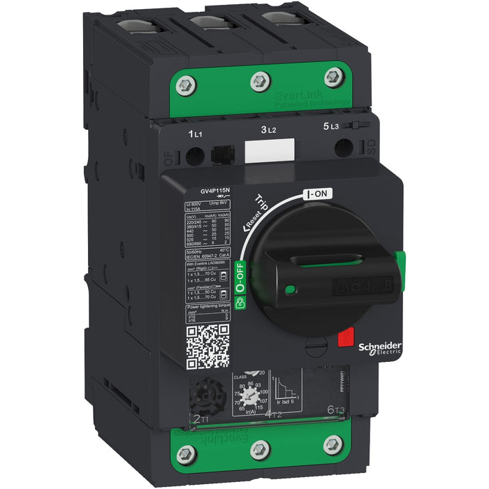 Schneider Motor circuit breaker, TeSys GV4, 3P, 25A, Icu 25kA, thermal magnetic, Everlink terminals