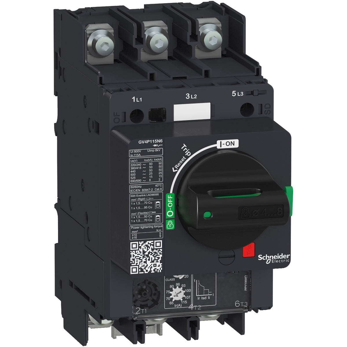 Schneider Motor circuit breaker, TeSys GV4, 3P, 25A, Icu 50kA, thermal ...