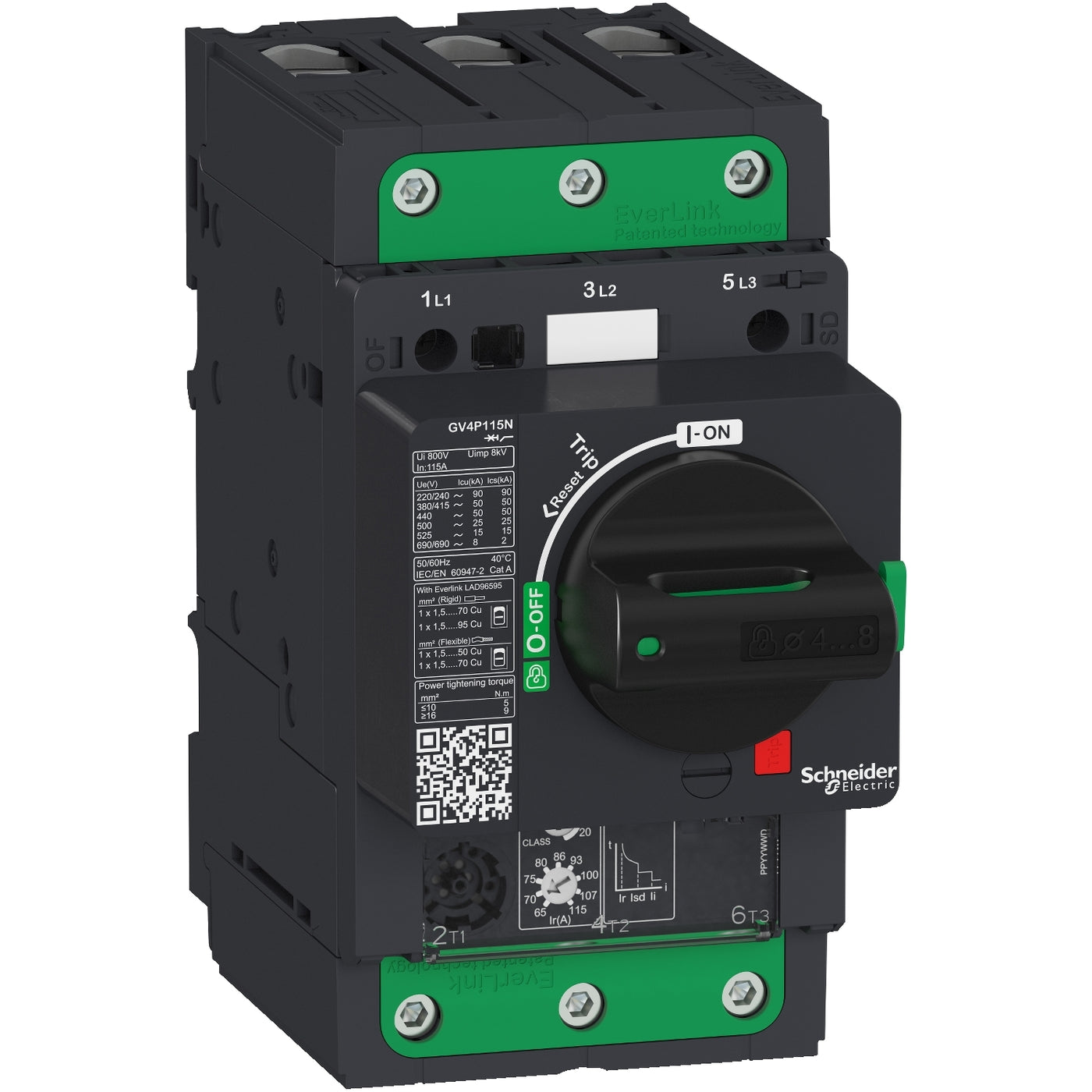 Schneider Motor circuit breaker, TeSys GV4, 3P, 50A, Icu 25kA, thermal ...