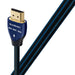Blueberry 3M HDMI cable. Long grain copper. Resolution - 18Gbps - up to 8K-30 Metal layer noise dissipation. Jacket - black PVC - blue stripes.