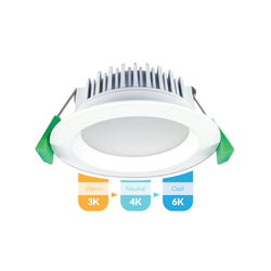 EUROTECH ROUND LED CCT DOWNLIGHT WHITE 3000K/4000K/6000K 230V LED 12W