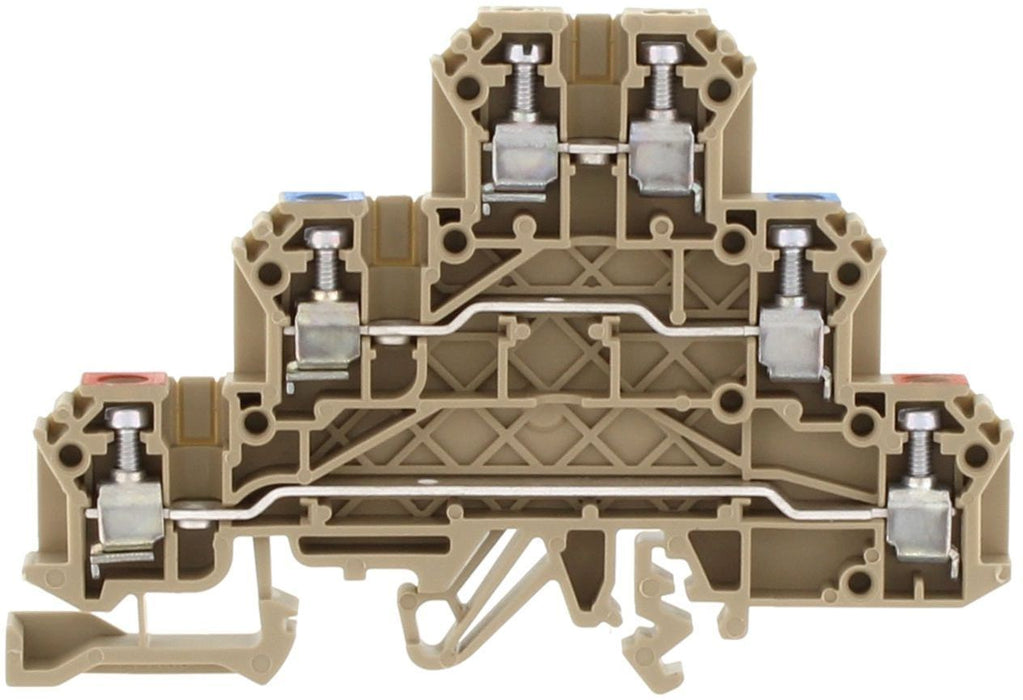 Conta-Clip 3 level 2.5mm Terminal Block - with blue and red terminal ma