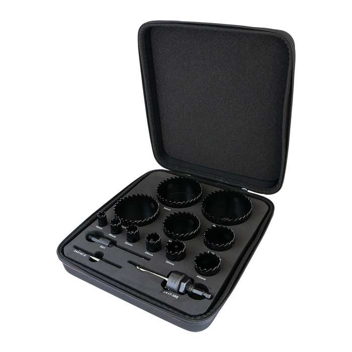 Starrett Multi-Purpose TCT Hole Saw Kit 16,20,22,25,32,40,51,64,83,89,92mm A1, A17-38E, XA014C-E Plus Paddle Board