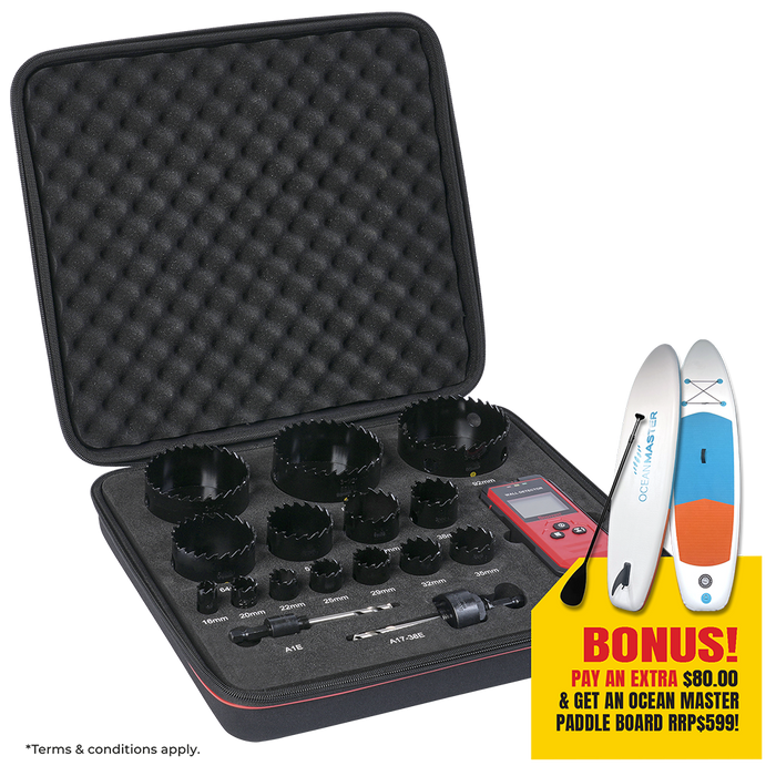 Starrett Multi Purpose CT Carbide Tipped Hole Saw Set with Stud Finder PLUS Paddle Board