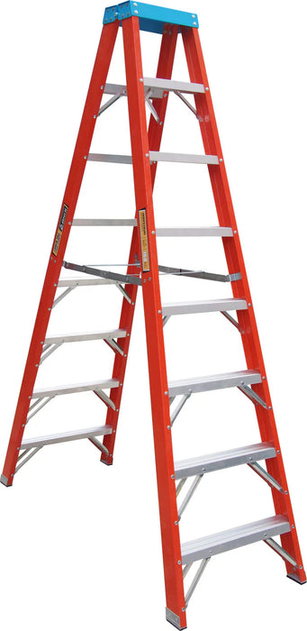KING FIBREGLASS 2.4M (8FT) STEP/EXTENSION LADDER (160KG INDU