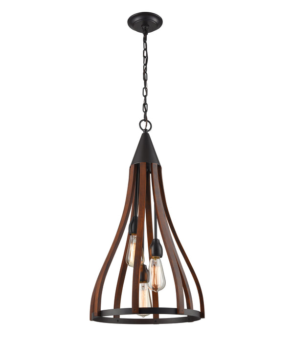 CLA PENDANT ES x 3 60W Medium Oak Dark Red Wood MED BELL OD391mm