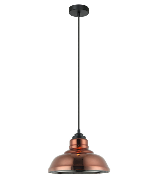 CLA PENDANT ES 72W Copper coloured Glass with Silver Internal Fl