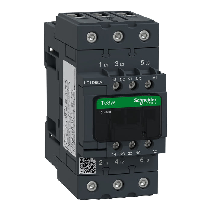 Schneider TeSys Deca contactor , 3P(3 NO) , AC-3/AC-3e , <lt/>= 440V, 50 A , 48V AC 50/60 Hz coil