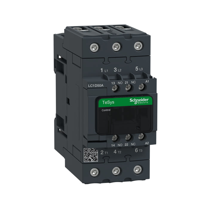 Schneider TeSys Deca contactor , 3P(3 NO) , AC-3/AC-3e , <lt/>= 440V, 50 A , 220V AC 50/60 Hz coil