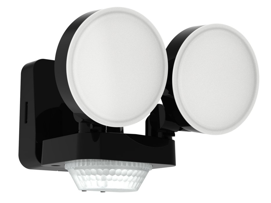 Simx Decosense Twin Black 2 x 8watt IP55 Sensor Spot Light
