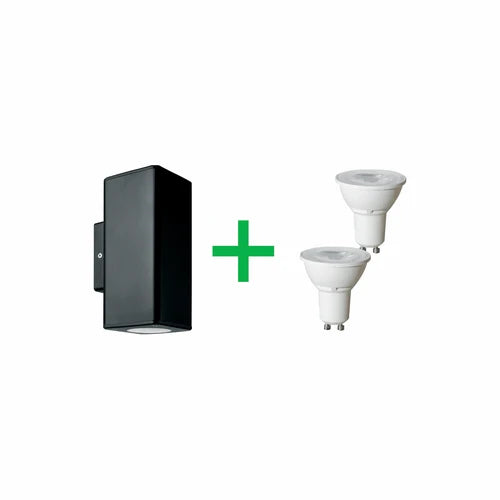 Eurotech Byron Small Square With 2 GU10 Lamps Wall Light black 230V GU10