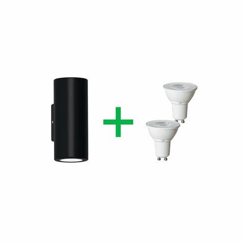 Eurotech Byron Small Round With 2 GU10 Lamps Wall Light black 230V GU10