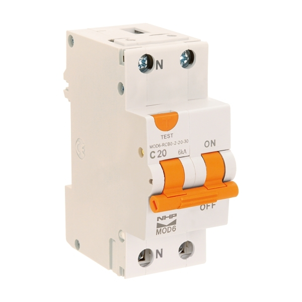 Mod6 Rcbo NHP RCBO MOD6 1PN 6kA 40A C CURVE 30mA TYPE A (2P WIDTH) — Scott Electrical