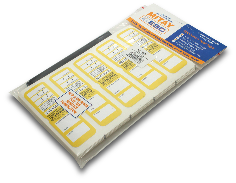 Elecsupp Mitay Test tags heavy duty Yellow — Scott Electrical