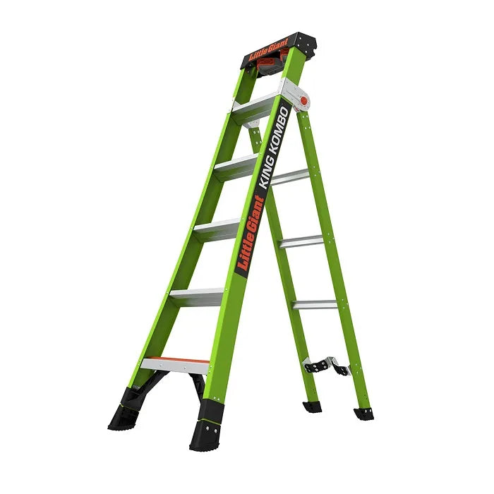 Staffy Little Giant KOMBO, 6 STEP, FIBREGLASS DUAL/ TRIPLE PURPOSE LADDER, GROUND CUE, INDUSTRIAL 150KG