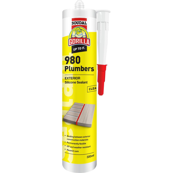 Holdfast Gorilla 980 Plumbers Silicone Sealant 300ml Translucent